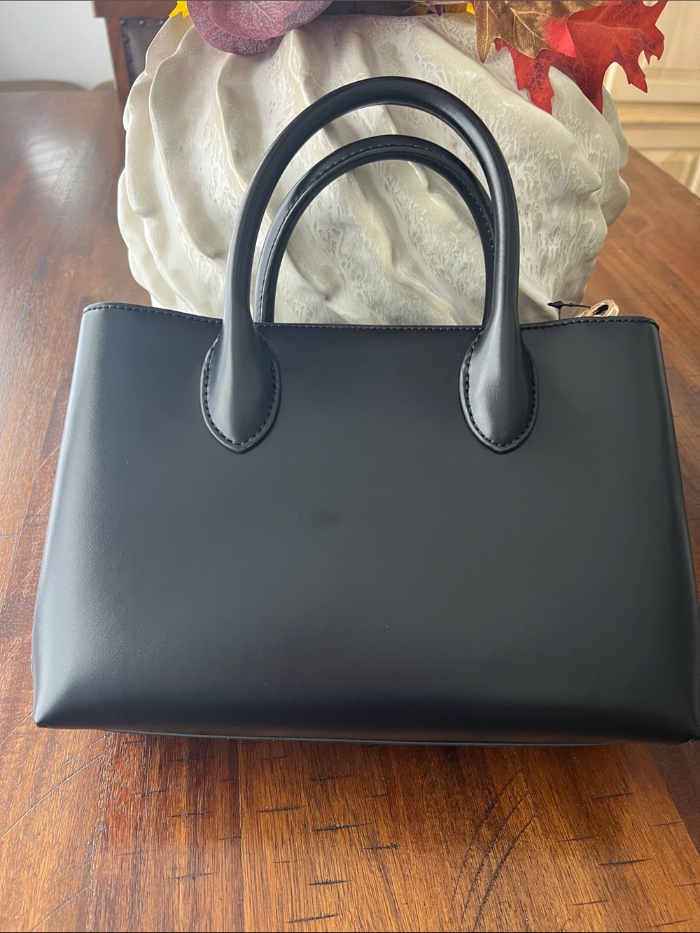 Guess Black Satchel with Gold Logo and Tassel Charm - Picture 3 of 7